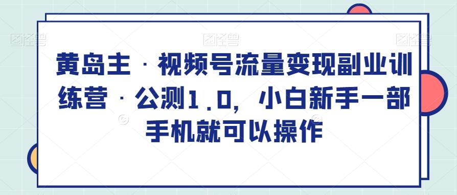 黄岛主·视频号流量变现副业训练营·公测1.0，小白新手一部手机就可以操作-云创网
