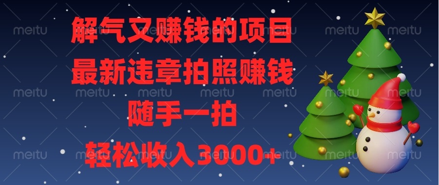 解气又赚钱的项目，最新违章拍照赚钱，随手一拍，轻松收入3000+-云创网
