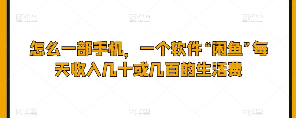 怎么一部手机，一个软件“闲鱼”每天收入几十或几百的生活费-云创网