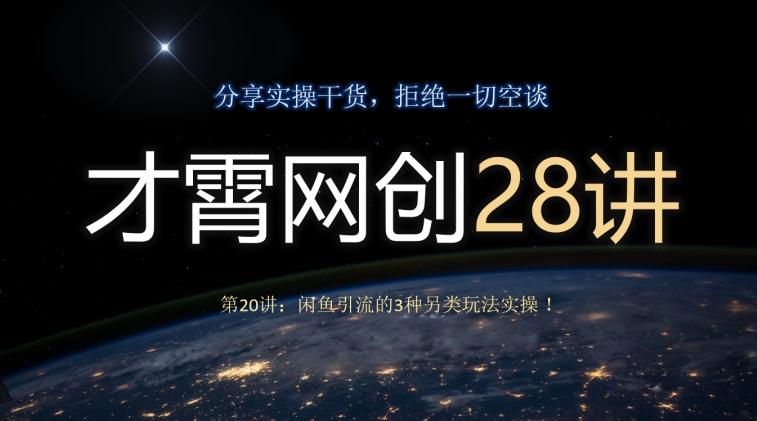 才霄网创28讲第20讲：闲鱼引流的3种另类玩法实操！-云创网