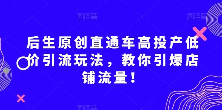 后生原创直通车高投产低价引流玩法，教你引爆店铺流量！-云创网