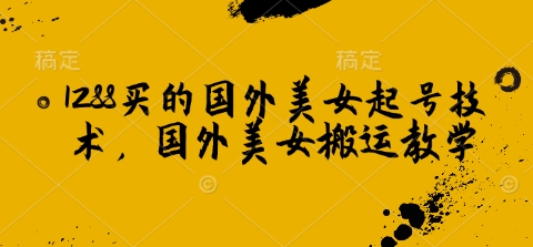 1288买的国外美女起号技术，国外美女搬运教学-云创网