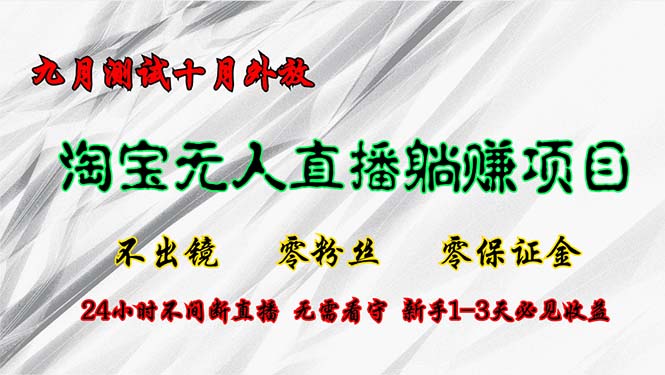 淘宝无人直播最新玩法，九月测试十月外放，不出镜零粉丝零保证金，24小...-云创网