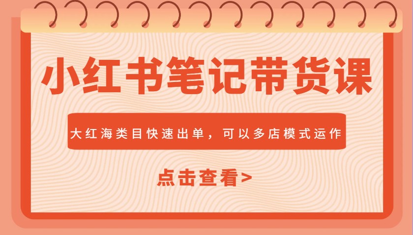 小红书笔记带货课，大红海类目快速出单，市场大，可以多店模式运作-云创网