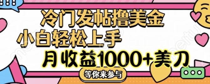 冷门发帖撸美金项目，月收益1000+美金，简单无脑，干就完了【揭秘】-云创网