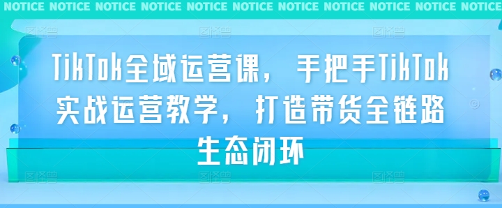 TikTok全域运营课，手把手TikTok实战运营教学，打造带货全链路生态闭环-云创网