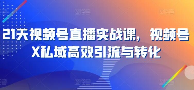 21天视频号直播实战课，视频号X私域高效引流与转化-云创网
