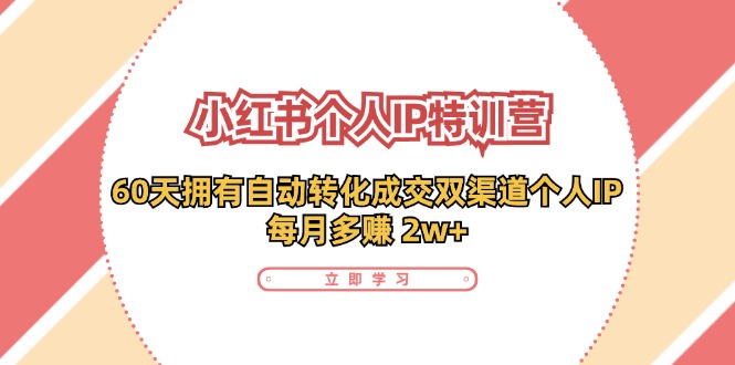小红书个人IP陪跑营：两个月打造自动转化成交的多渠道个人IP，每月收入2w+(30节)-云创网