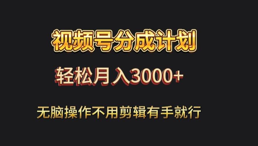 视频号流量分成，不用剪辑，有手就行，轻松月入2000+-云创网