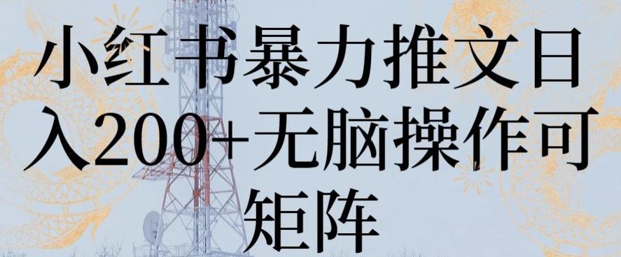 小红书暴力推文日入200+无脑操作可矩阵【揭秘】-云创网