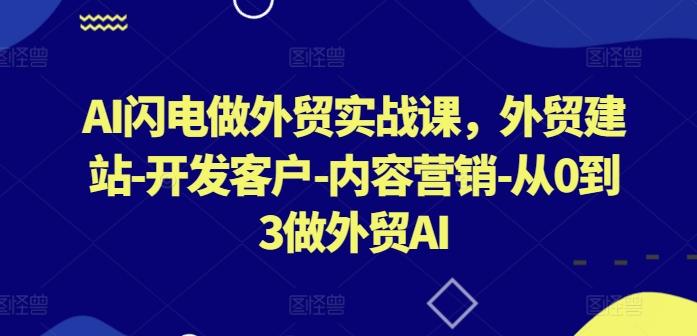 AI闪电做外贸实战课，​外贸建站-开发客户-内容营销-从0到3做外贸AI-云创网