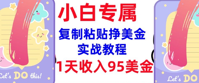 复制粘贴挣美金，0门槛，1天收入95美刀，3分钟学会，内部教程(首次公开)-云创网