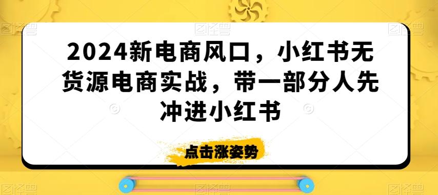 2024新电商风口，小红书无货源电商实战，带一部分人先冲进小红书-云创网
