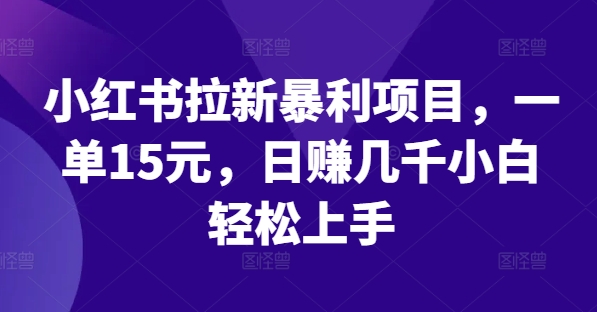小红书拉新暴利项目，一单15元，日赚几千小白轻松上手【揭秘】-云创网