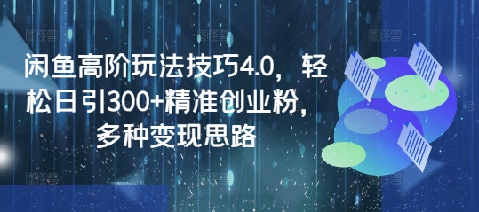 闲鱼高阶玩法技巧4.0，轻松日引300+精准创业粉，多种变现思路-云创网