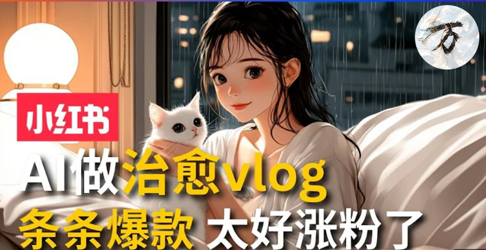 AI治愈系vlog动画视频，小红书1个月轻松涨粉破万，商单报价1500+日入2000+-云创网