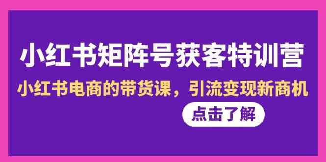 小红书矩阵号获客特训营-第10期，小红书电商的带货课，引流变现新商机-云创网
