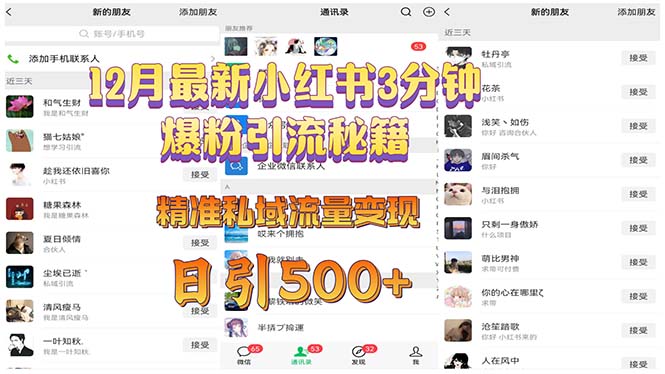 12月最新小红书3分钟爆粉引流秘籍 精准私域流量变现 日引500+-云创网