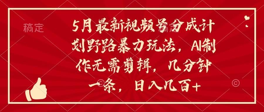 5月最新视频号分成计划野路暴力玩法，ai制作，无需剪辑。几分钟一条，...-云创网