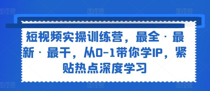 短视频实操训练营，最全·最新·最干，从0-1带你学IP，紧贴热点深度学习-云创网