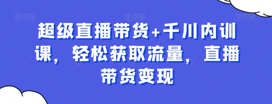 超级直播带货+千川内训课，轻松获取流量，直播带货变现-云创网