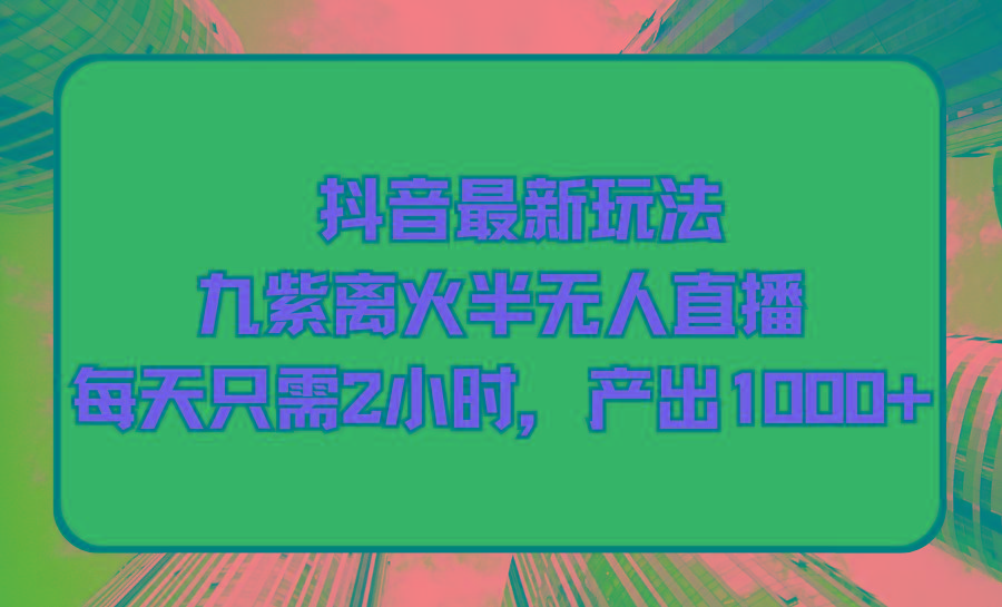 (9619期)抖音最新玩法，九紫离火半无人直播，每天只需2小时，产出1000+-云创网