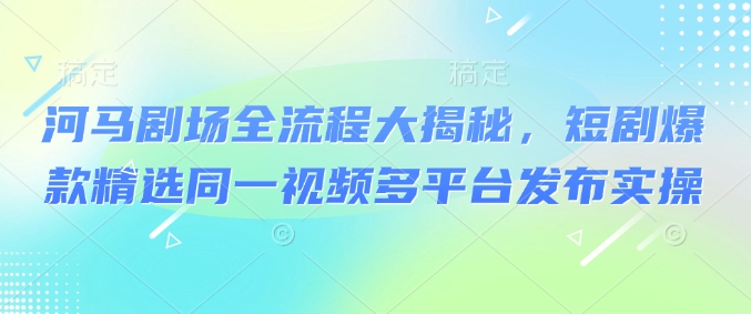 河马剧场全流程大揭秘，短剧爆款精选同一视频多平台发布实操-云创网