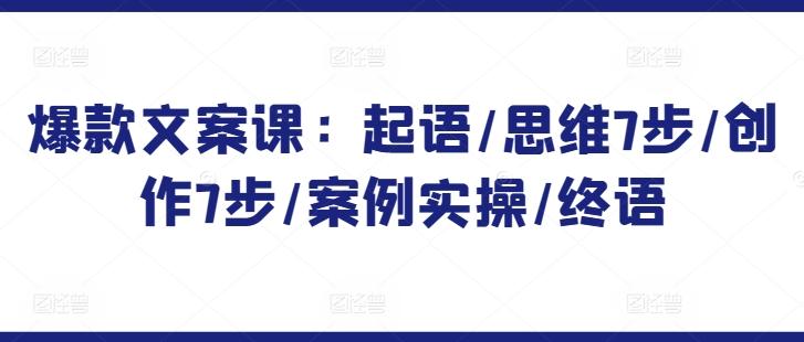 爆款文案课：起语/思维7步/创作7步/案例实操/终语-云创网