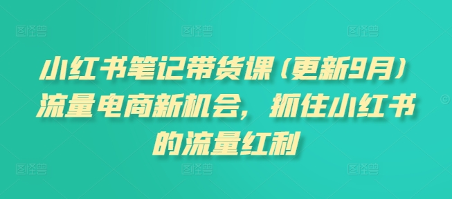 小红书笔记带货课(更新25年1月)流量电商新机会，抓住小红书的流量红利-云创网
