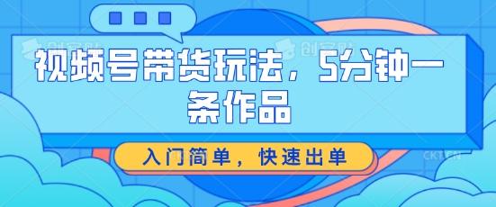 视频号带货玩法，5分钟一条作品，入门简单，快速出单【揭秘】-云创网