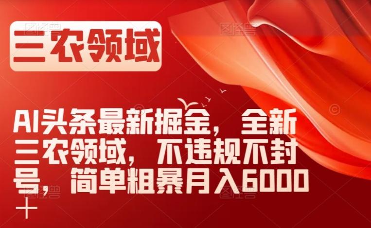 AI头条最新掘金，全新三农领域，不违规不封号，简单粗暴月入6000＋【揭秘】-云创网