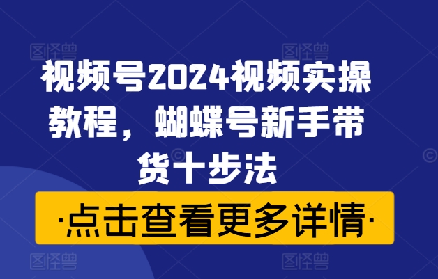 视频号2024视频实操教程，蝴蝶号新手带货十步法-云创网