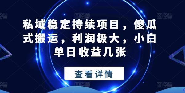 私域稳定持续项目，傻瓜式搬运，利润极大，小白单日收益几张【揭秘】-云创网