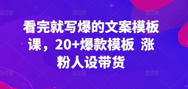 看完就写爆的文案模板课，20+爆款模板  涨粉人设带货-云创网