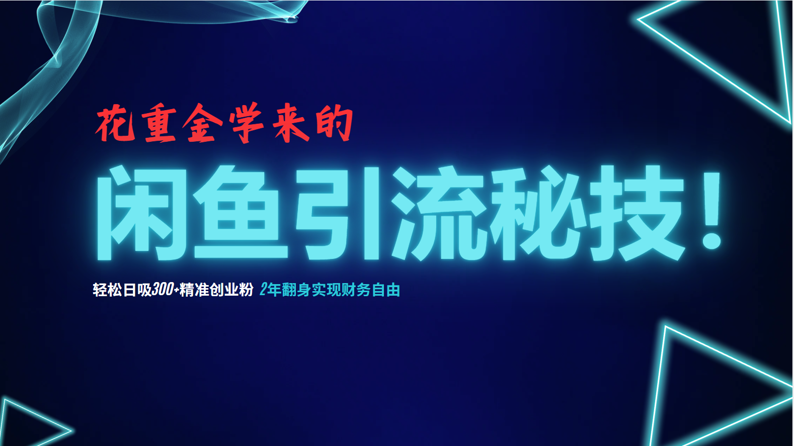 花重金学来的闲鱼引流秘技！轻松日吸300+精准创业粉，每天躺赚5000+，2…-云创网