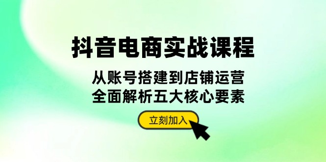 抖音 电商实战课程：从账号搭建到店铺运营，全面解析五大核心要素-云创网