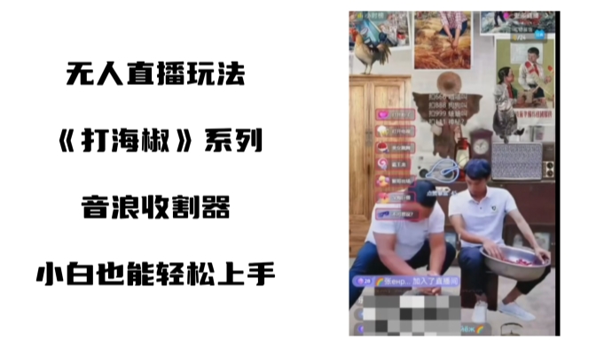打海椒无人直播整蛊项目，小白轻松上手撸音浪收割器-云创网