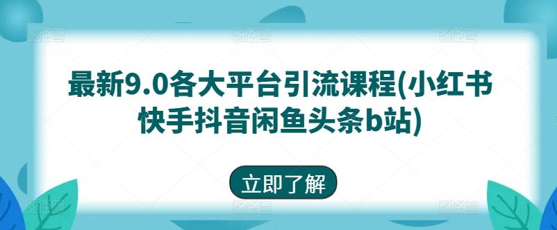 最新9.0各大平台引流课程(小红书快手抖音闲鱼头条b站)-云创网