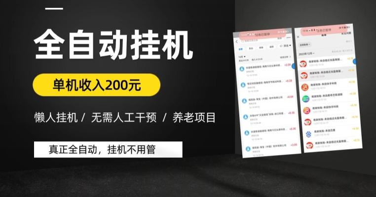 懒人挂机养老项目，全自动挂机无需人工看管，单机收入200元，可批量-云创网