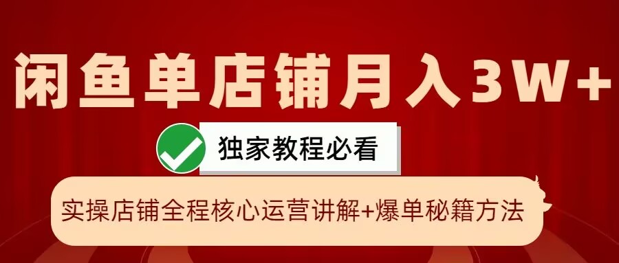 闲鱼单店铺月入3W+实操展示，爆单核心秘籍，一学就会【揭秘】-云创网