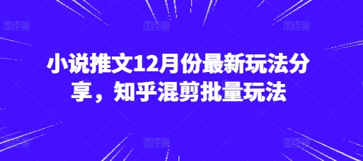 小说推文12月份最新玩法分享，知乎混剪批量玩法-云创网