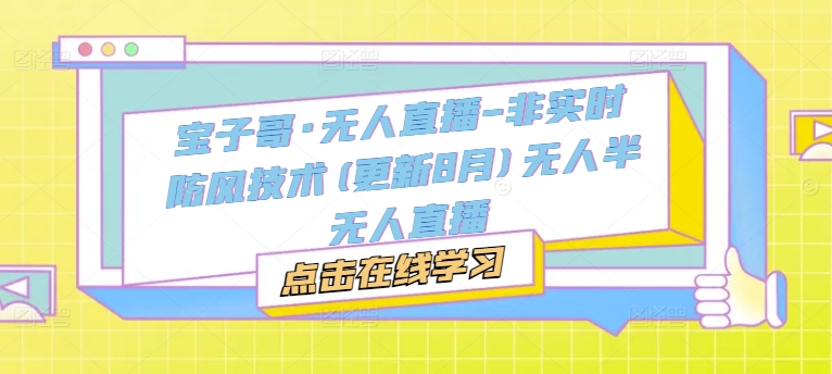 宝子哥·无人直播-非实时防风技术(更新11月)无人半无人直播-云创网