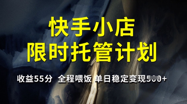 快手小店限时托管计划，收益55分，全程喂饭，单日稳定变现5张【揭秘】-云创网
