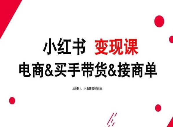 2024年最新小红书变现课，电商&买手带货&接商单，从0到1，小白高效轻创业-云创网