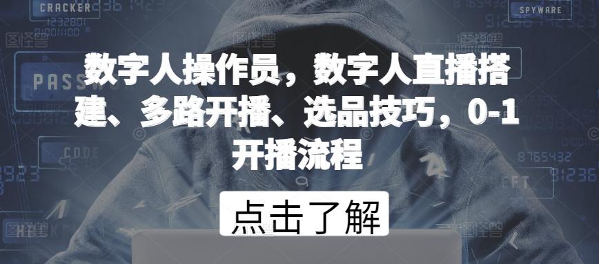 数字人操作员，数字人直播搭建、多路开播、选品技巧，0-1开播流程-云创网