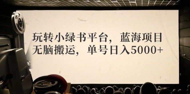 玩转小绿书平台，蓝海项目，无脑搬运，单号日入5000+-云创网