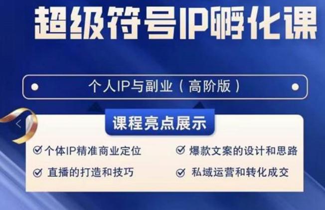 超级符号IP孵化高阶课，建立流量思维底层逻辑，打造属于自己IP（51节课）-云创网