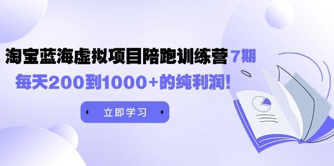 (9541期)黄岛主《淘宝蓝海虚拟项目陪跑训练营7期》每天200到1000+的纯利润-云创网