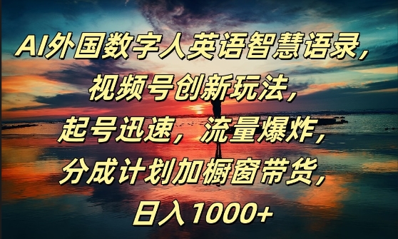 AI外国数字人英语智慧语录，视频号创新玩法，起号迅速，流量爆炸，日入1k+【揭秘】-云创网