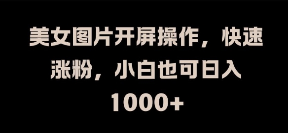 美女图片开屏操作，快速涨粉，小白也可日入1k【揭秘】-云创网